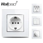 Евровилка, Круглый перекидной вентилятор с 1, 2 клавишами, переключатель с регулировкой яркости, переключатель сброса занавески, ТВ, телефонная розетка с USB, настенная панель, белая стеклянная Европейская коробка