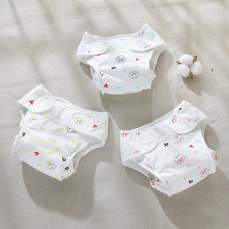 3PCS-A Herbabe 2 шт. детские штаны-подгузники 3 слоя милый новорожденных подгузники хлопок впитывающие подгузники для новорожденных Многоразовые - Цвет: 3PCS-A
