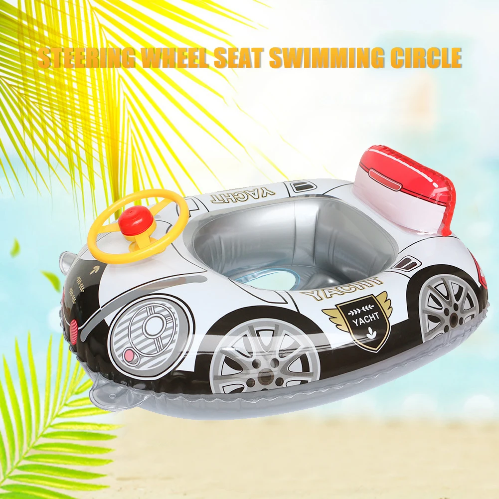 

Kids Inflatable Swimming Ring Float Lifebuoy With Steering Wheel Horn Child Toy Marine Seat Car Beach Seaside Inflatable Float