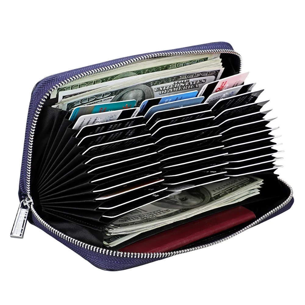 Мужской кошелек из натуральной кожи на молнии с Rfid защитой|Держатели для карт и