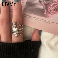 livvy silver color new arrival irregular hollow wide ring female fashion retro unique design handmade jewelry gifts