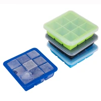 9 grids silicone ice cube tray with lids ice ball maker molds square shape ice cube maker fruit ice cream mold for wine bar