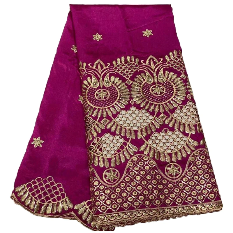 

High Quality Cotton Indian George Wrapper Material African George Lace Fabric With Sequins Embroidered Nigerian Lace For Sewing