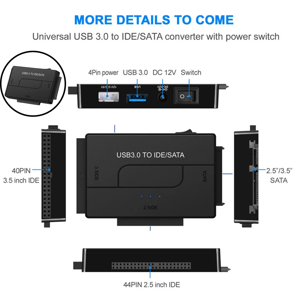 Внешний адаптер SATA/IDE к USB 3 0 функция One Touch резервного копирования восстановление