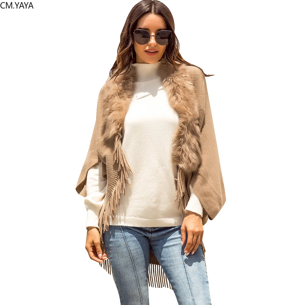 Зимние женские элегантные большого размера с длинным рукавом свитера бахромой