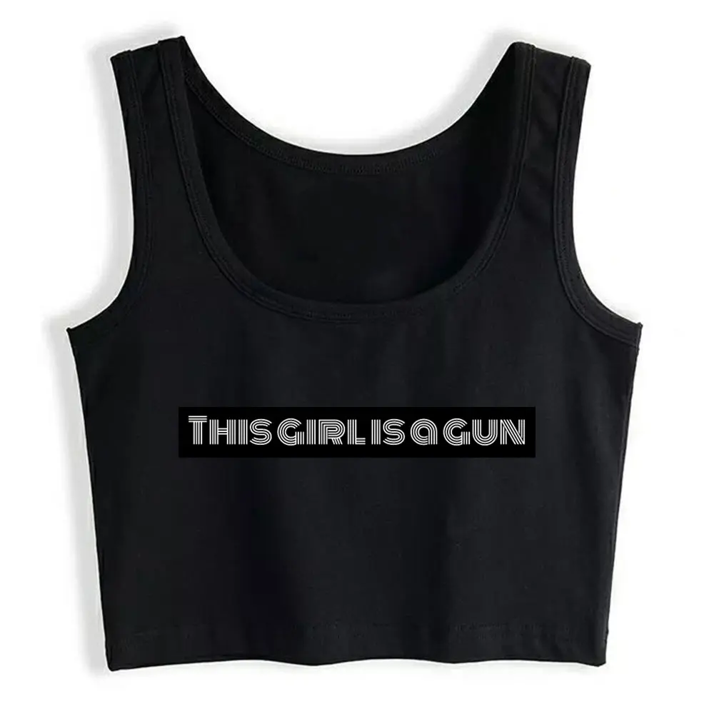 

Crop Top Feminism This Girl Is A Gun Cool Vintage Print Y2k Tops Womens Tops blusas mujer de moda 2021 verano Gym Tank Top Women