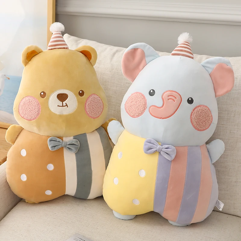 

1pc 55CM Bear Elephant Plush Pillow Kawaii Circus Animal Doll Cute Pig Dinosaur Pattern Sofa Cushion Birthday Gift For Children