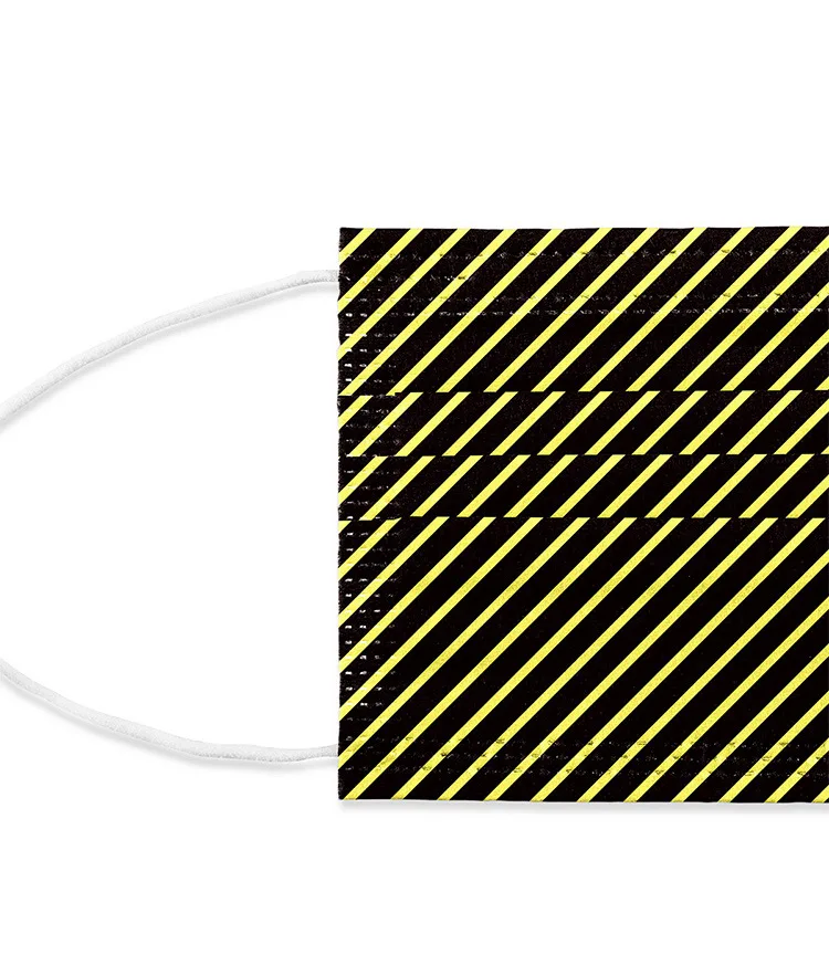 

50PCS Black And Yellow Twill Adult Disposable Creative Personality Face Mouth Mask Three-layer Soft Non-woven Mouth Mask Mascara