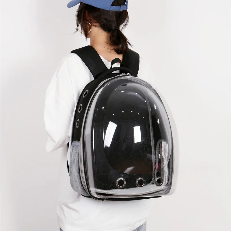 

Воздухопроницаемый портативный рюкзак для домашних животных, уличный дорожный ранец для кошки и собаки, прозрачный рюкзак в космическом ст...