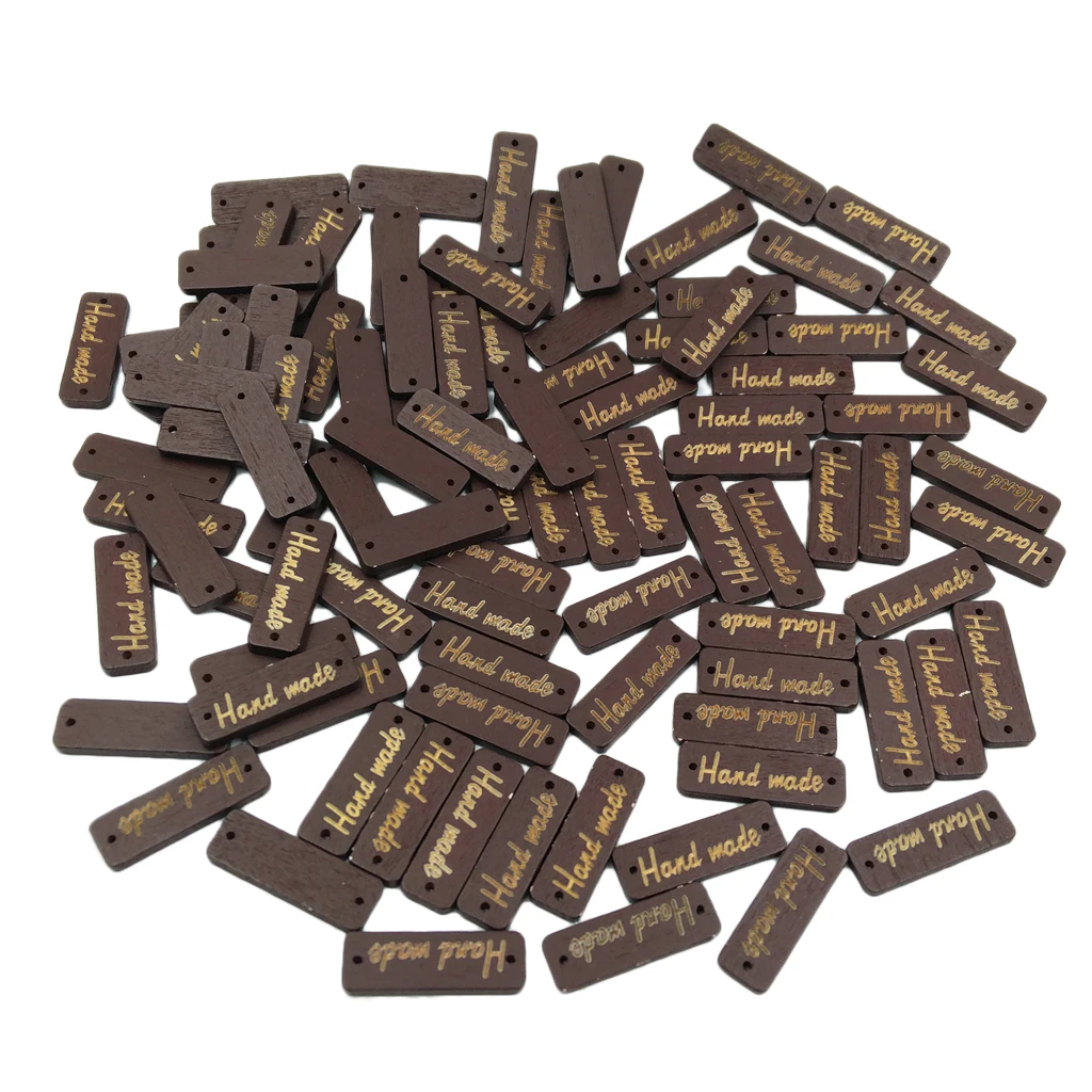 

50pcs Handmade Label Wooden 2-holes Buttons Gift Tags for Scrapbooking Craft 30mm