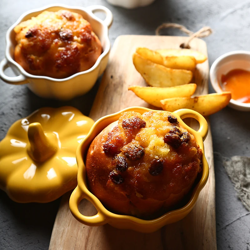 Керамическая Тыква чаша для завтрака фарфоровая Бытовая позолоченная выпечки