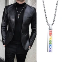 pendant necklace men vertical bar pendant rainbow roman numerals date necklace for man jewelry