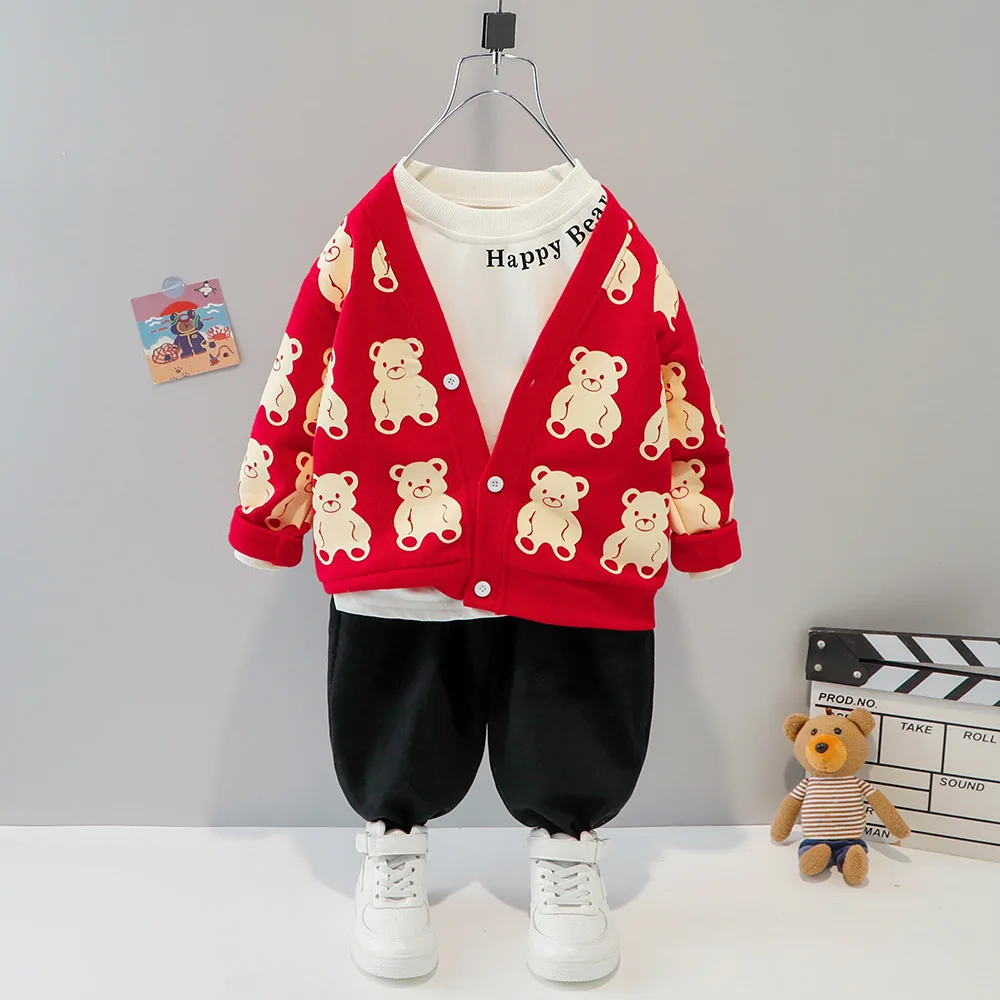 

Newborn Boy Sets Spring Toddler Long Sleeve Sweatshirt+Cartoon Coat+Sport Pants Three Piece Baby Suit Cotton Casual Boys Outfits