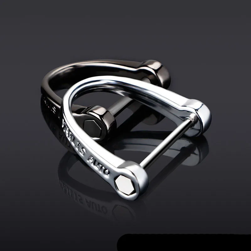 

5pcs Car Keychain Thick Rod Classic D Shape Horseshoe Key Holder Car Interior Accessories Key Ring Car-styling Decoration