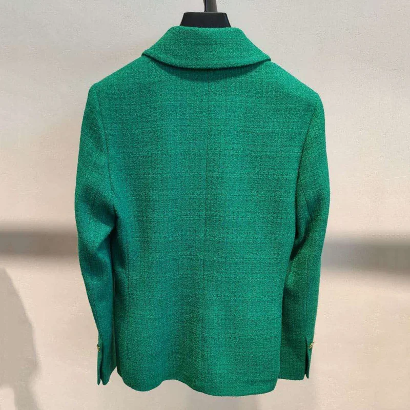 

blazers jacket Women's double-breasted office ladies green French luxury brand casual coat Winter office clothes women