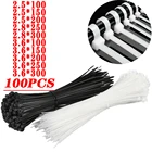 Самоблокирующаяся пластиковая нейлоновая кабельная стяжка, черная, ширина 100, 2,8, 3,6, фиксирующее кольцо для кабеля 3  4,8, 4  200, нейлоновая кабельная стяжка, 200 шт.