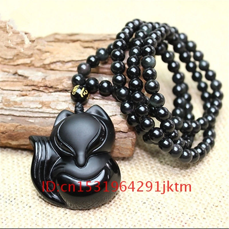 Подвеска из бисера женская очаровательное колье нефрита и китайского обсидиана