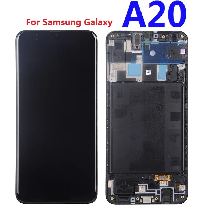 Tested LCD Display Touch Screen Digitizer For Samsung Galaxy A20 A205 SM-A205F A205FN A205F/DS A205M A205GN/DS Frame Replacement | Мобильные