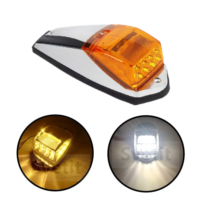 

1Pc 12V Chrome Cab Roof Marker Lights For Truck Lorry Trailer LED Clearance Lights Fog Lamp Van Pickup Running Light Amber White