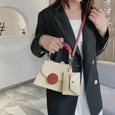 

French Ladies Bag Crocodile Pattern One-shoulder Messenger Bag Crocodile Pattern Leather Card Bag iNS Trend Handbag