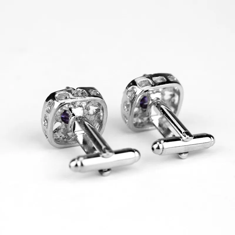 Модные Роскошные пурпурные запонки с кристаллами высшего качества Стразы дизайн