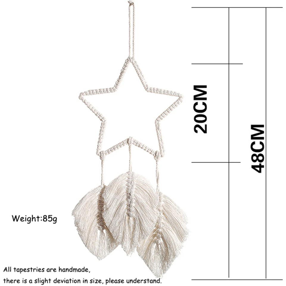 

Bohemian Art Handwoven Leaves 100% Cotton Boho Decor Chic Stars Macrame Tapestry Wall Hanging Living Room Decoration Nordic Home