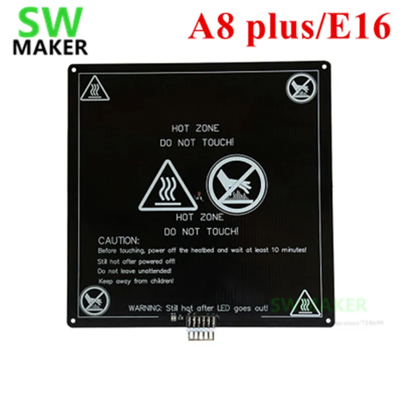 

Алюминиевая нагревательная кровать Anet A8 plus / E16 24V, 300*300 мм, толщина 3 мм, Модернизированная для 3D-принтера Anet A8 plus / E16