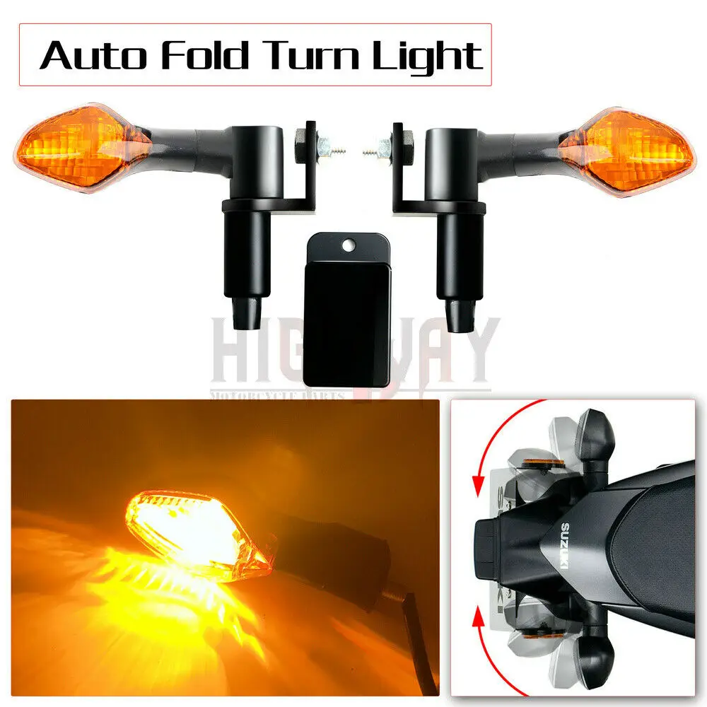 

New Design Motorcycle Electric Auto Fold Flip Turn Signal Light Indicator Amber Lights Fit For SUZUKI V-Storm 250 DL650 1000