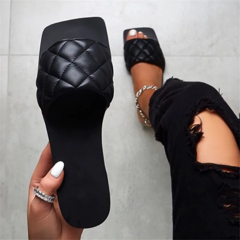 

Women Brand Summer Slides High Quality Weave Open Toe Flat Casual Slipper Leisure Sandal Female Beach Flip Flops