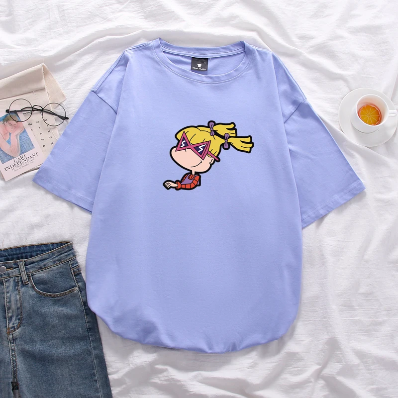 

New Angelica Classic T Shirt Tapestry Tshirt Loose Oversized Streetwear Summer Harajuku Kawaii Cartoon Print Cotton Couples Tops