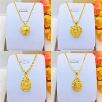 fashion classic sand gold 14k neckalce for women wedding statement jewelry delicate heart shaped pendants necklace birthday gift
