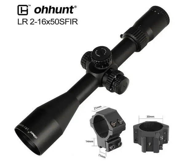 with dovetail rings LR 2-16x50 SFIR охотничий прицел Mil Dot стекло травление сетка Красная подсветка Боковая регулировка параллакса турреты замок сброс Trail прицел - Цвет: with dovetail rings