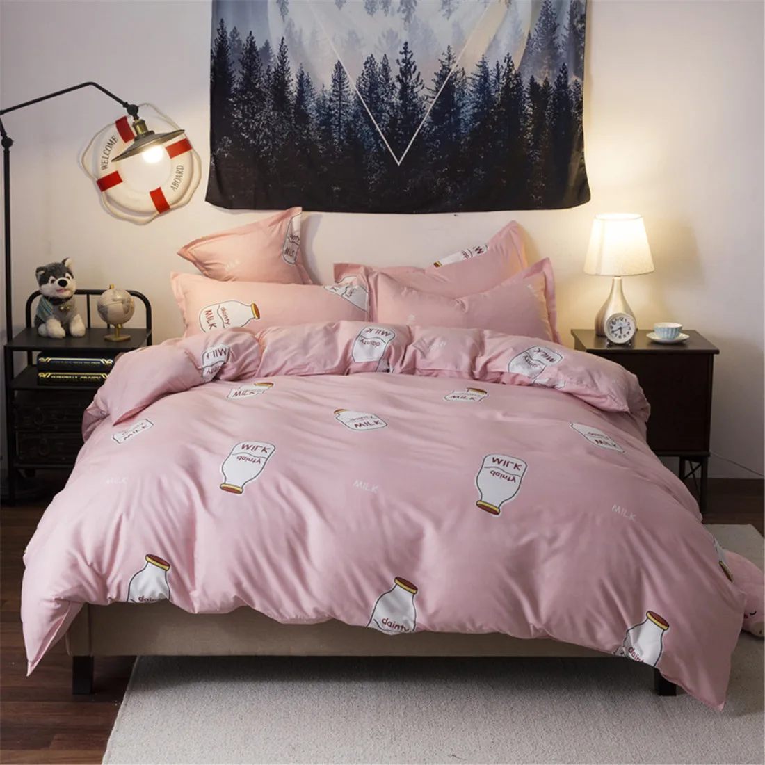 Модные комплекты постельного белья постельное белье простой стиль пододеяльник