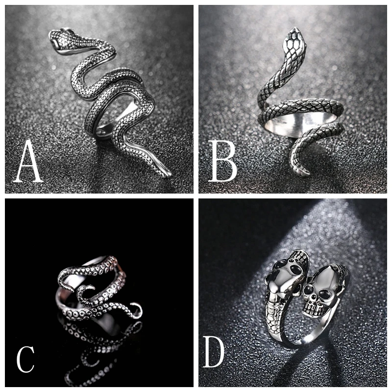 Готические змеи кальмар щупальца голова черепа из нержавеющей стали открытые