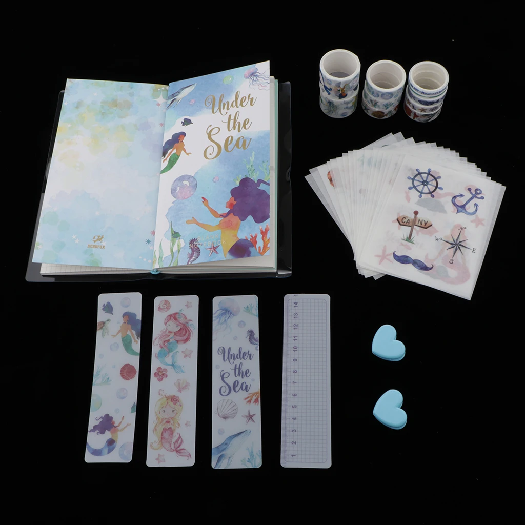 

Prettyia Kids Scrapbooking Sticker Washi Tape Notebook Journal DIY Craft Set