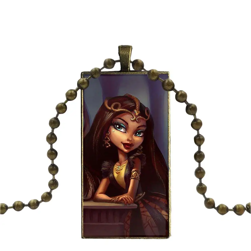 EJ glaze Monster High Cleo De Nile Бронзовое стекло кабошон с прямоугольной подвеской ожерелье