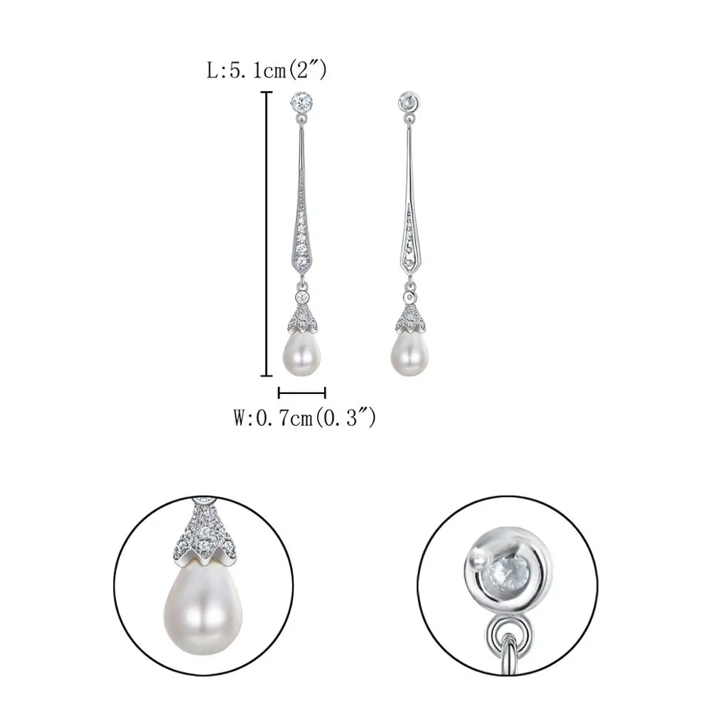 Длинные женские серьги с жемчугом из меди и фианита|long dangle earrings|dangle earringsfashion earrings |