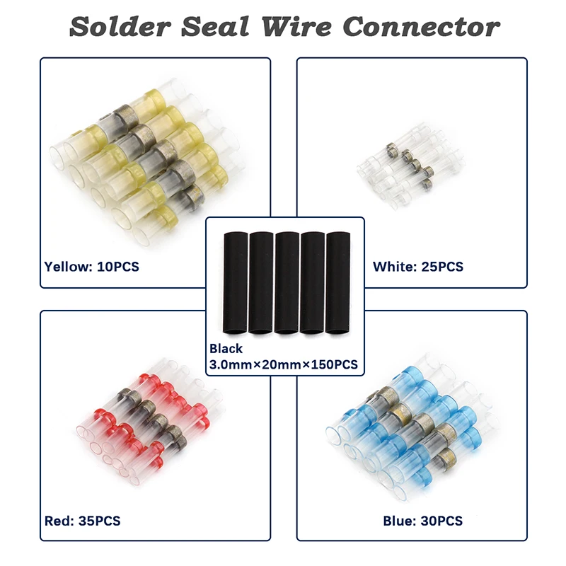 250/120/100 шт. Термоусадочные соединители проводов припоя Водонепроницаемый рукава