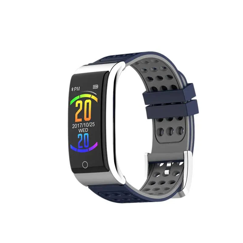 

E08 0.96 Inch Smart Watch Waterproof Heart Rate Blood Pressure Pedometer Color Display Fitness Smart Band (Blue and Grey)