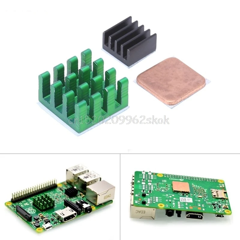 3 шт. алюминиевый радиатор с медными охлаждающими раковинами для Raspberry Pi 3/2 Модель
