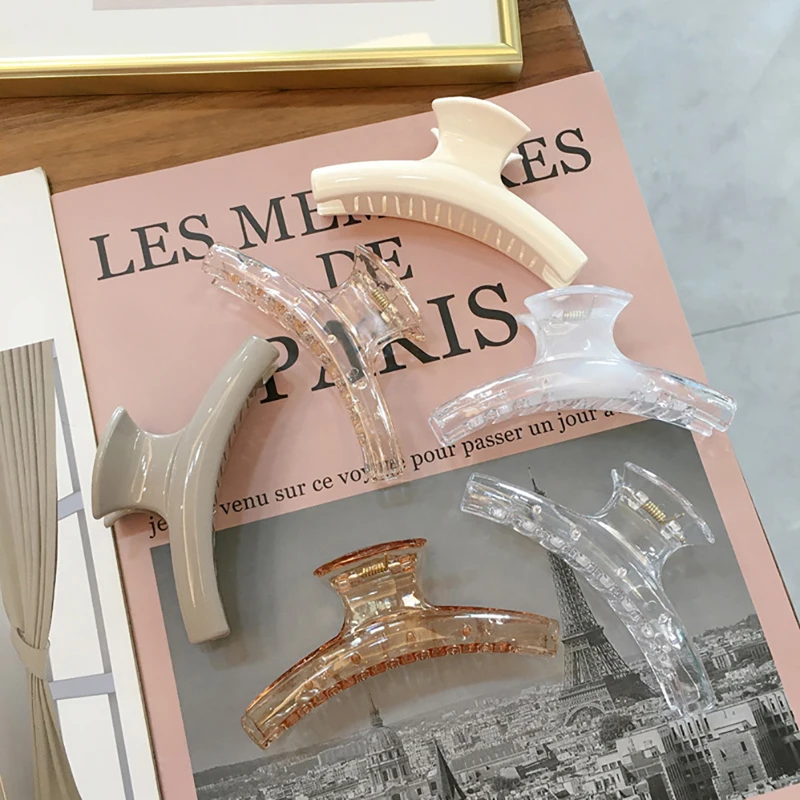 

Прозрачная Заколка-краб для волос, однотонная акриловая заколка-Пряжка, Винтажная заколка для волос, простые элегантные аксессуары для вол...