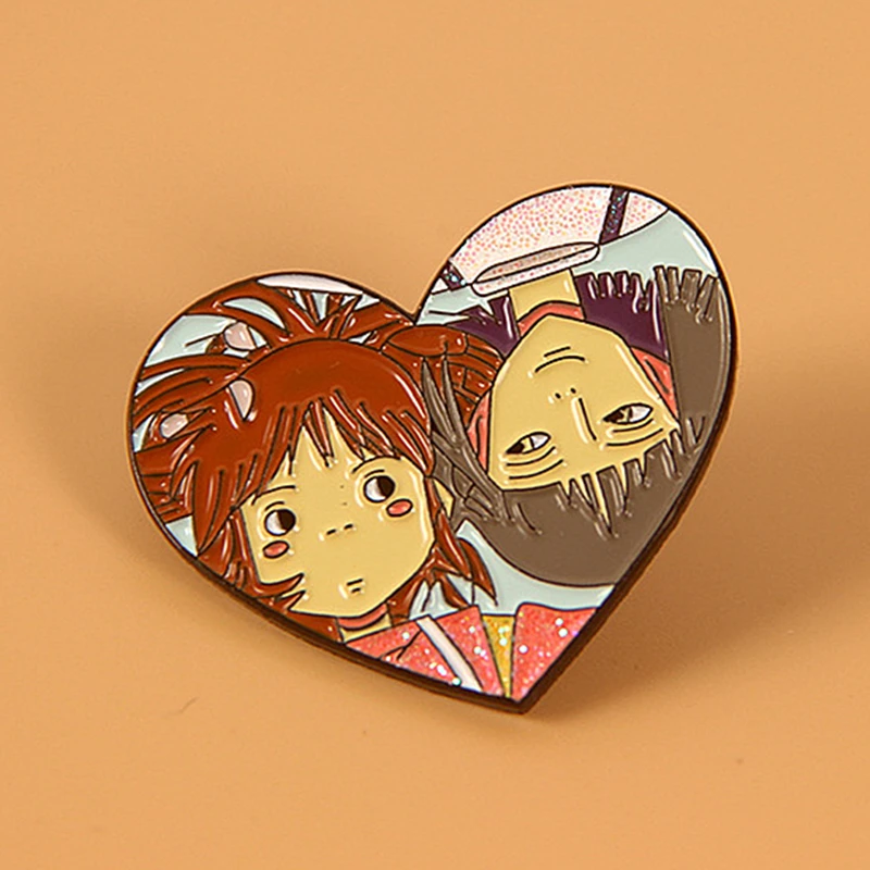 

Haku and Chihiro Love Heart Glitter Enamel Brooch Pin Lapel Hard Metal Pins Brooches Badges Exquisite Jewelry Accessories Gifts