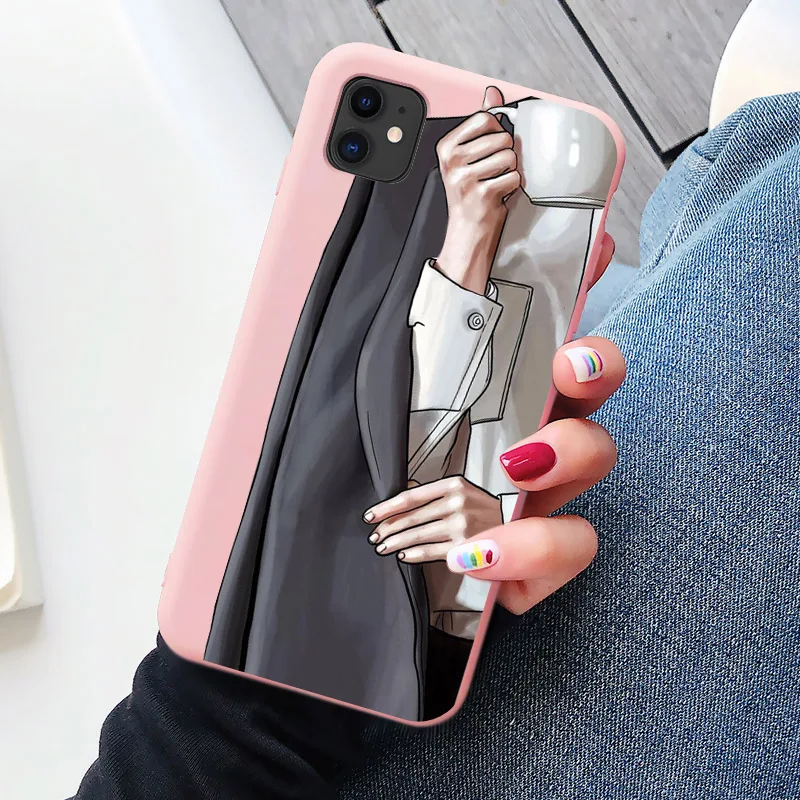 Fashion Phone Case For iPhone X S XR MAX Soft Silicone Girl Boss Cartoon Cover For iPhone 12 11 13 Pro Max 7 8 Plus SE 2020