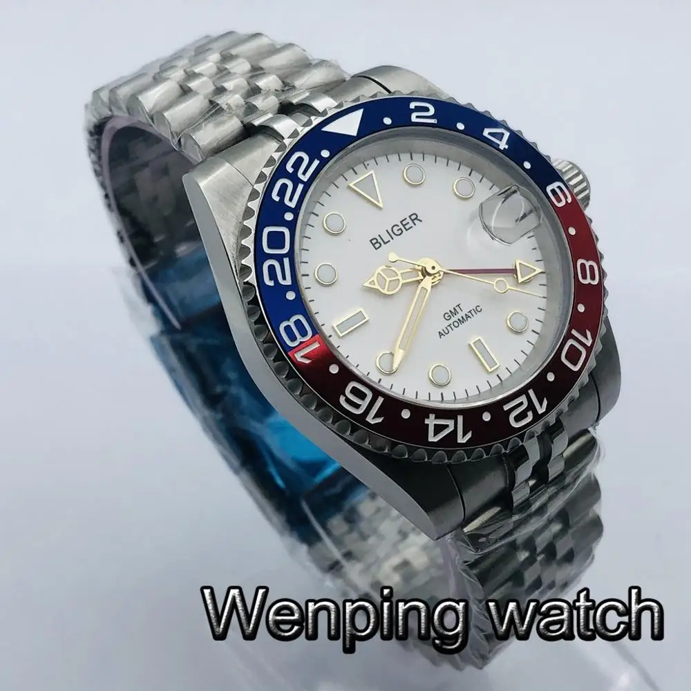 Мужские повседневные Роскошные деловые часы Bliger 40 мм с белым циферблатом и датой