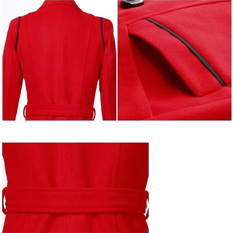 Новое осенне-зимнее шерстяное пальто женское корейское плюс размер тонкое