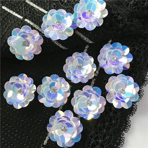 SHINING COLOR 10PCS AHYONNIEX 10 шт./лот маленькие блестки цветы нашивки с бисером нашивки пришить Бисероплетение аппликация Одежда DIY серьги обувь сумки нашивки - Цвет: SHINING COLOR 10PCS