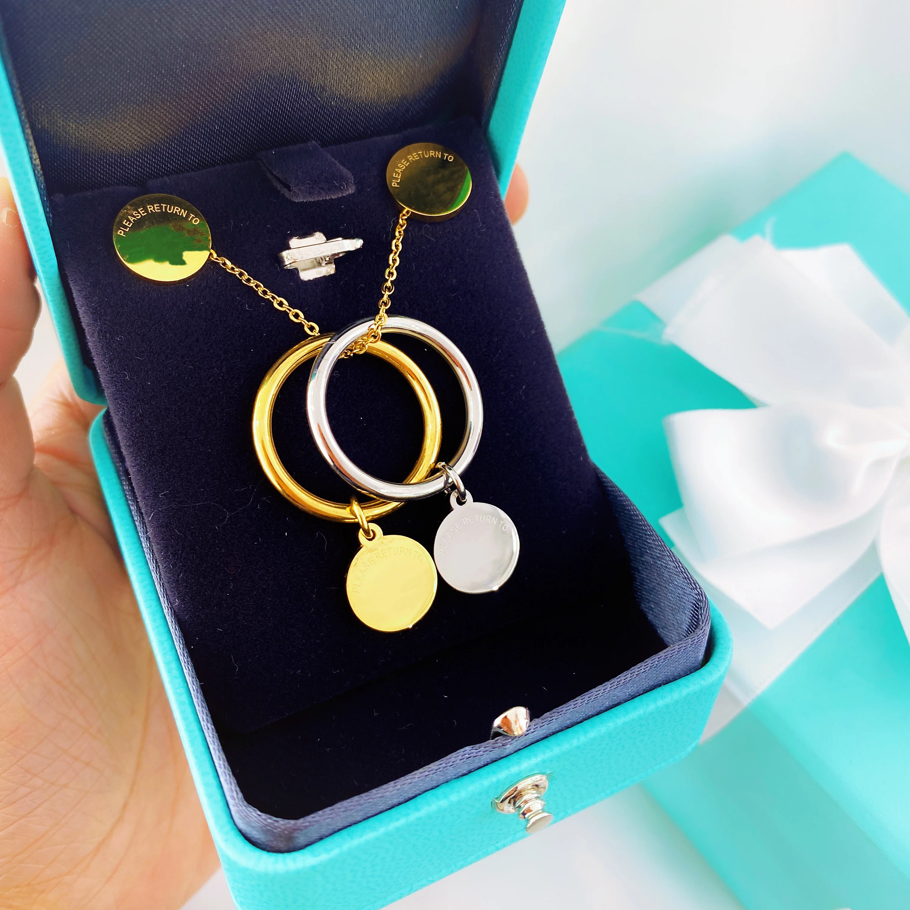 

New Arrival Love Double Heart Enamel Ladie FOREVER LOVE Stainless Steel Necklace Drift Bottles Jewelry Wholesale Gift For Women