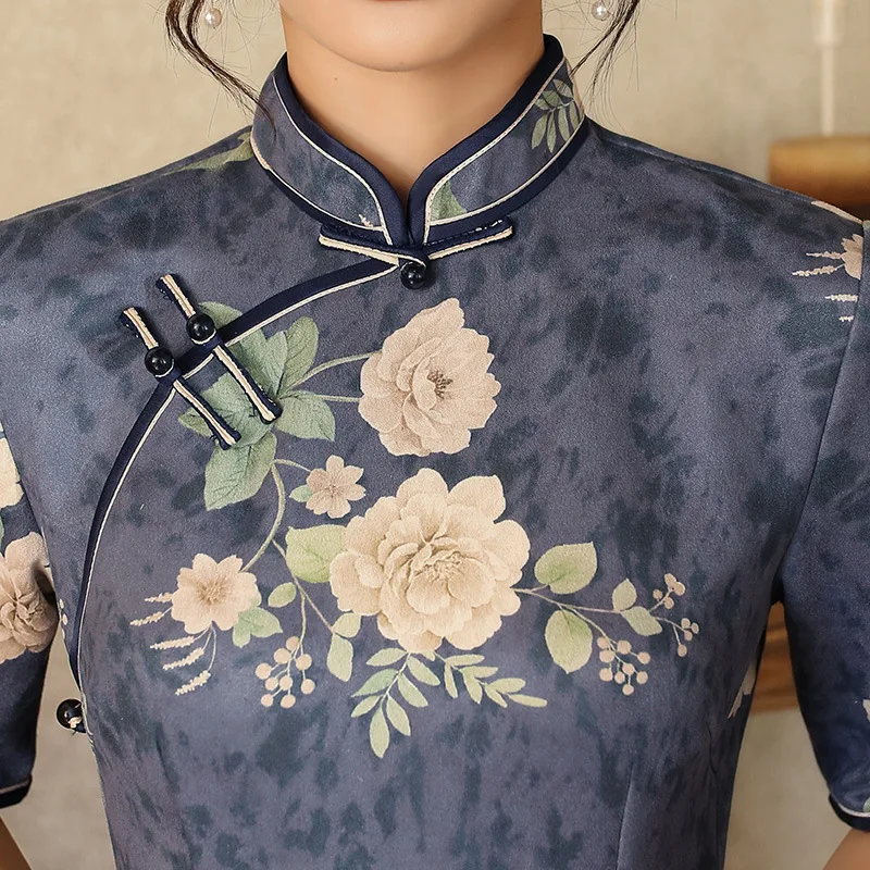 

Chinese Traditional Dress Cheongsam Qipao Women Girls Party Wedding Fashion Vintage Retro Floral Print Robe Vestido Chino Modern