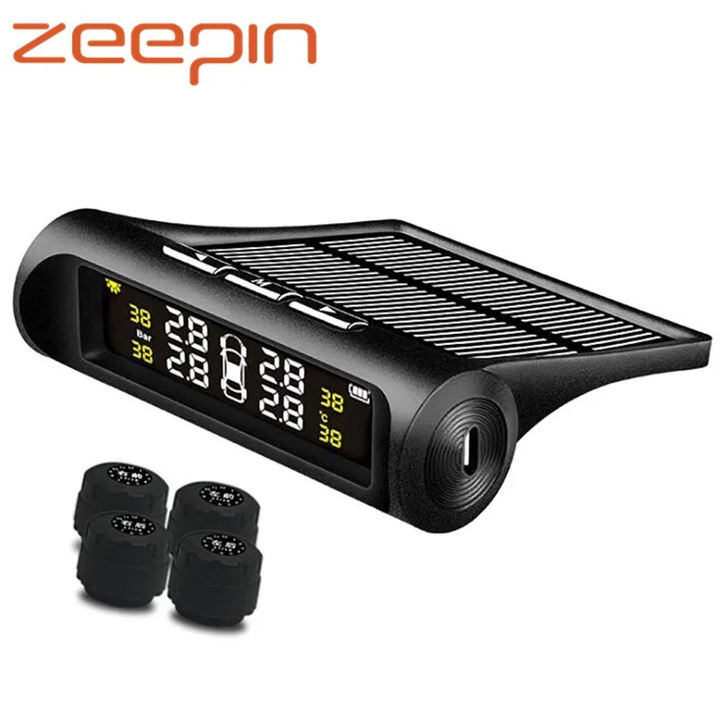 Zeepin Солнечная энергия TPMS Водонепроницаемая беспроводная система контроля давления в шинах с внешними датчиками для 6 бар шин