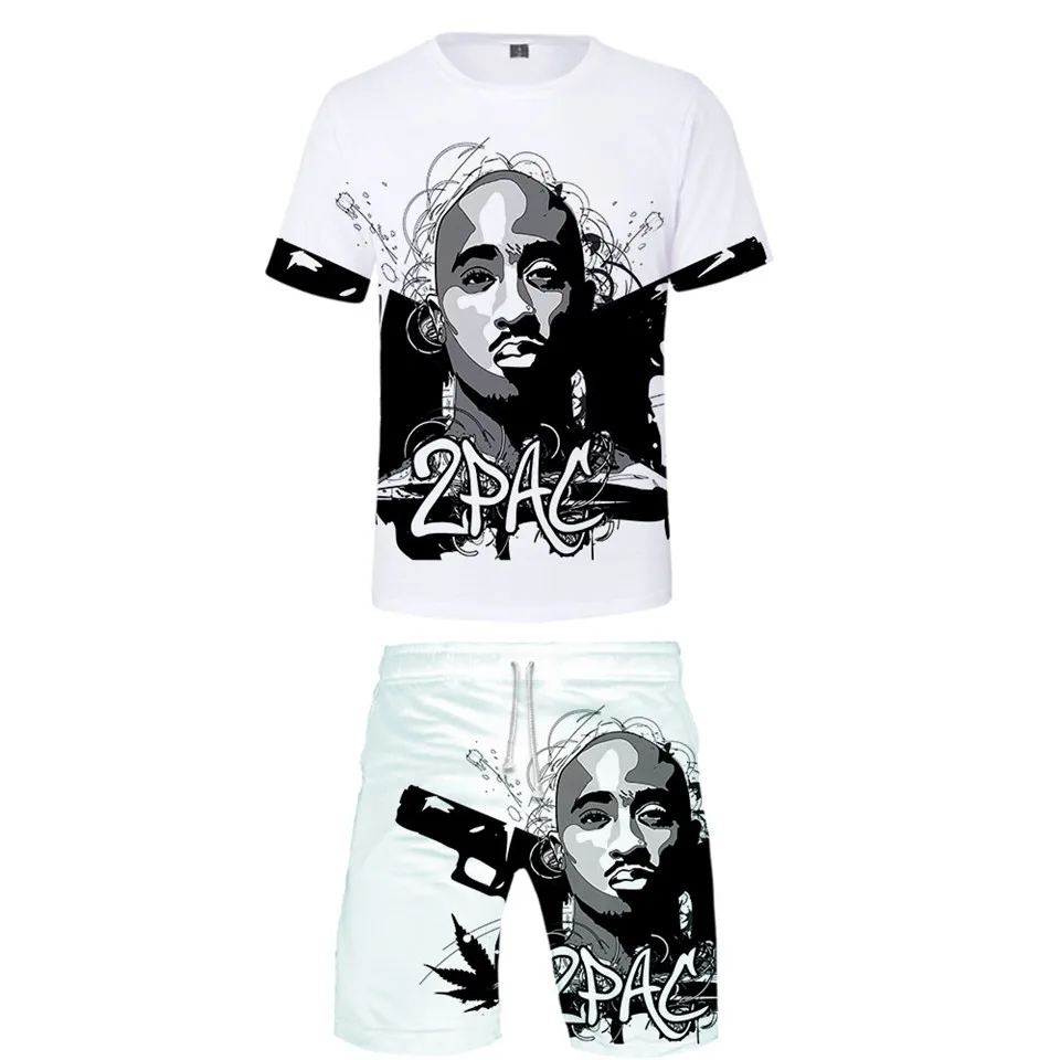 

White Simplicity Foreigners T-Shirt Shorts 2-Piece Set Summer Beach Beachwear Hip Hop Rock ATV Travel Vacation Sea Hot